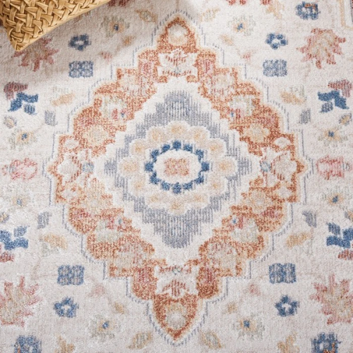 Safavieh Blair Washable BLR214 Beige / Rust 5'-3" X 7'-6" Rectangle Area Rug