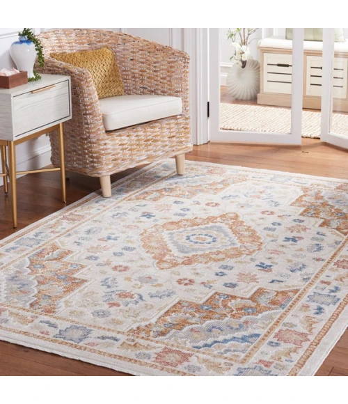 Safavieh Blair Washable BLR214 Beige / Rust 4' X 6' Rectangle Area Rug