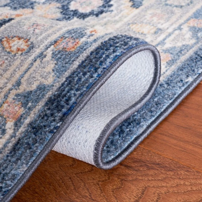 Safavieh Blair Washable BLR220 Grey / Navy 4' X 6' Rectangle Area Rug