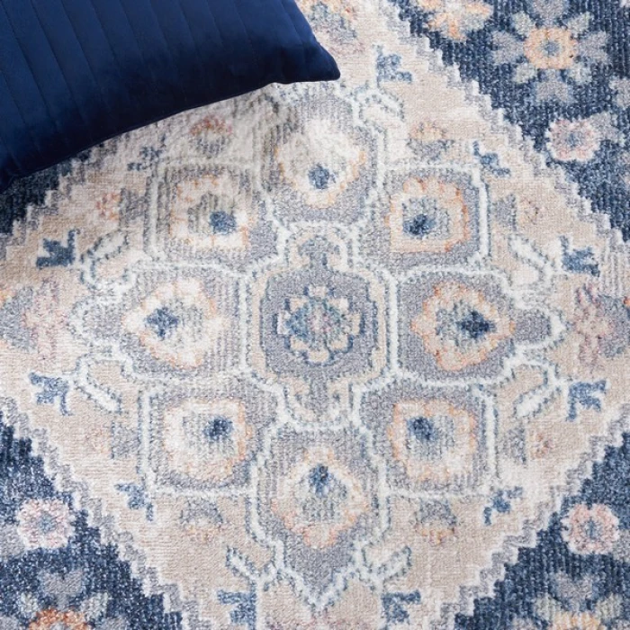 Safavieh Blair Washable BLR220 Grey / Navy 4' X 6' Rectangle Area Rug