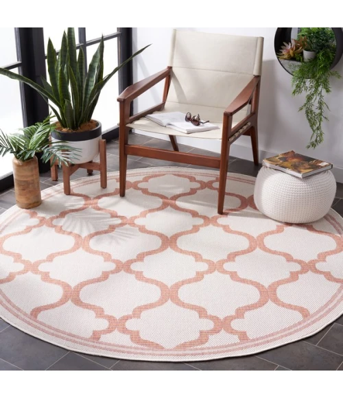 Safavieh Bermuda BMU810 Ivory / Rust 6'-7" X 6'-7" Round Area Rug