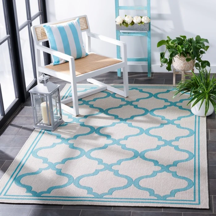 Safavieh Bermuda BMU810 Beige / Aqua 4' X 6' Rectangle Area Rug