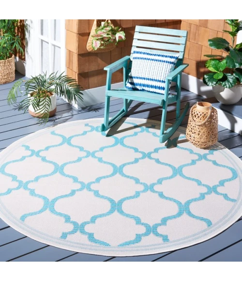 Safavieh Bermuda BMU810 Beige / Aqua 6'-7" X 6'-7" Round Area Rug