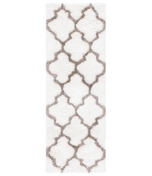 Safavieh Barcelona Shag BSG319 Ivory / Silver 2'-3" X 7' Runner Area Rug