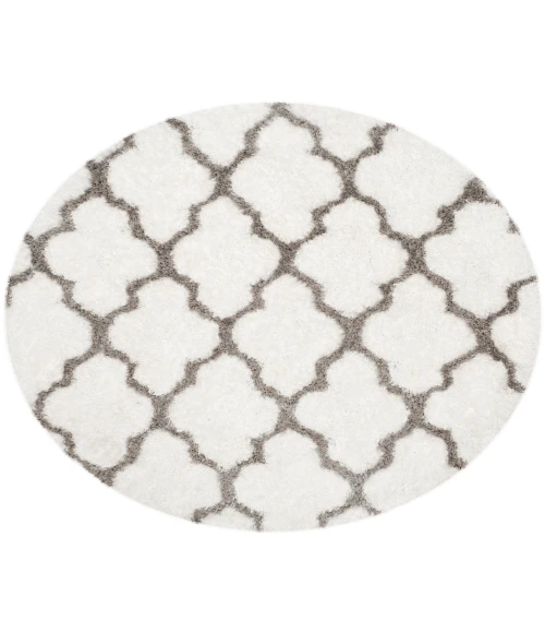 Safavieh Barcelona Shag BSG319 Ivory / Silver 5' X 5' Round Area Rug