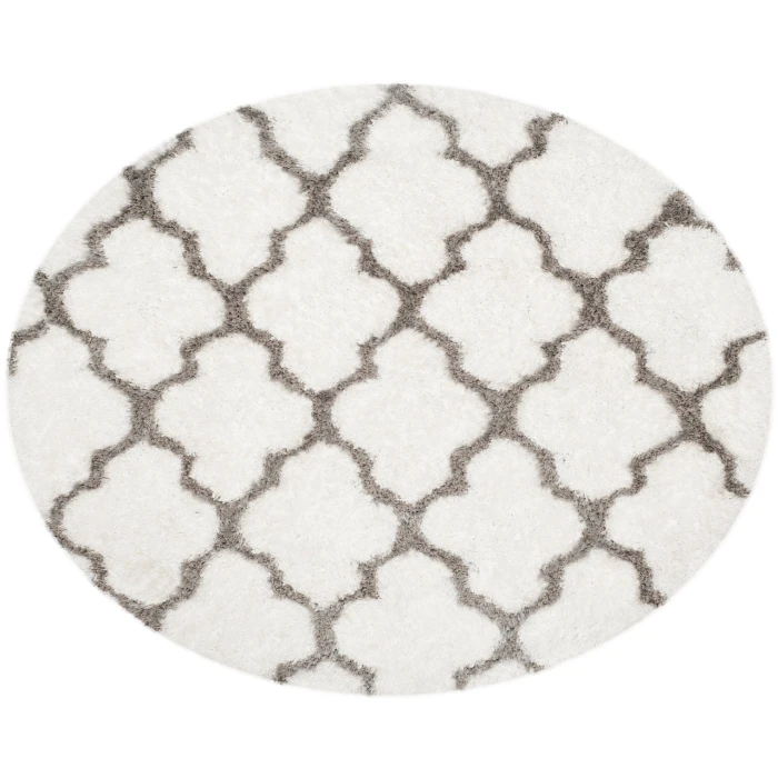 Safavieh Barcelona Shag BSG319 Ivory / Silver 5' X 5' Round Area Rug
