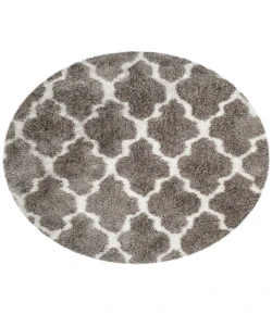 Safavieh Barcelona Shag BSG319 Silver / Ivory 5' X 5' Round Area Rug