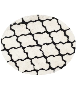 Safavieh Barcelona Shag BSG319 Ivory / Black 5' X 5' Round Area Rug