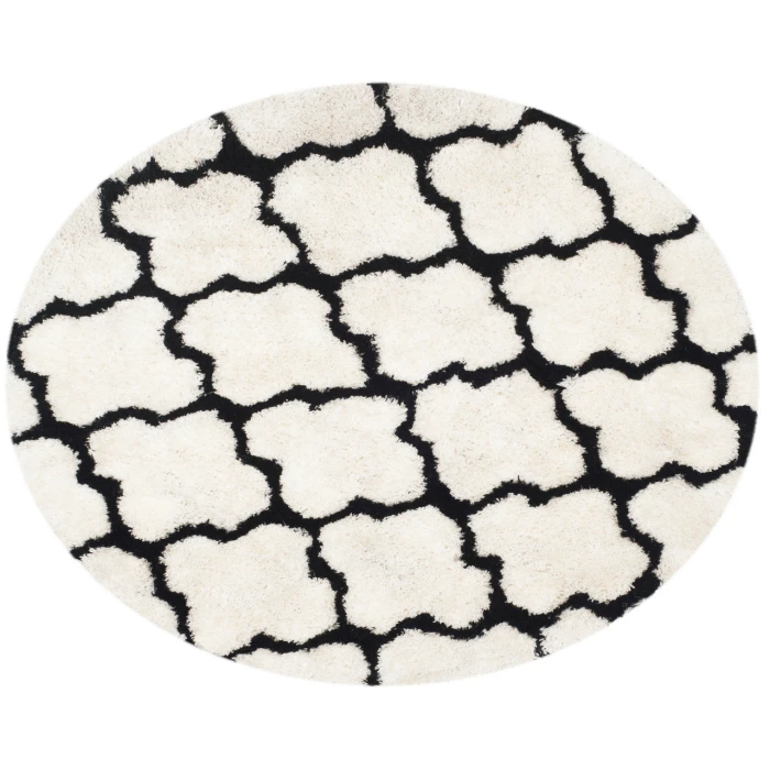 Safavieh Barcelona Shag BSG319 Ivory / Black 5' X 5' Round Area Rug