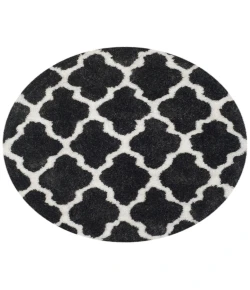 Safavieh Barcelona Shag BSG319 Graphite / Ivory 5' X 5' Round Area Rug