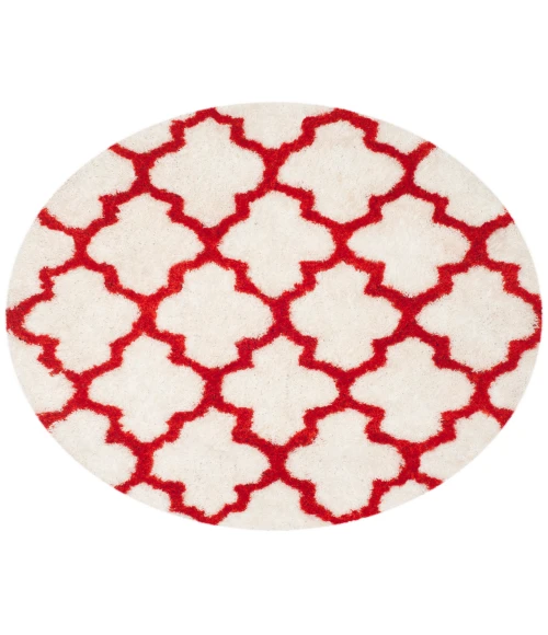Safavieh Barcelona Shag BSG319 Ivory / Rust 5' X 5' Round Area Rug