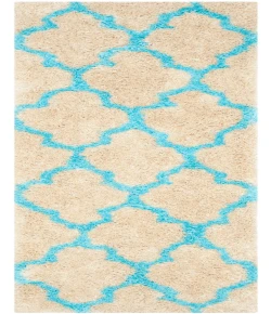 Safavieh Barcelona Shag BSG319 Cream / Blue 2'-3" X 7' Runner Area Rug