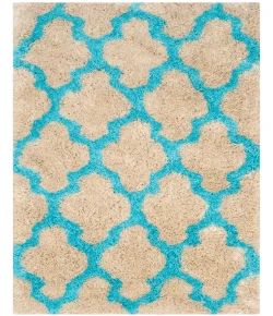 Safavieh Barcelona Shag BSG319 Cream / Blue 3' X 5' Rectangle Area Rug