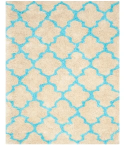 Safavieh Barcelona Shag BSG319 Cream / Blue 4' X 6' Rectangle Area Rug