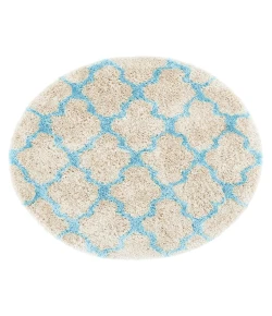 Safavieh Barcelona Shag BSG319 Cream / Blue 5' X 5' Round Area Rug