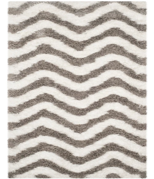Safavieh Barcelona Shag BSG320 Ivory / Silver 2'-3" X 7' Runner Area Rug