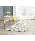 Safavieh Barcelona Shag BSG320 Ivory / Silver 2'-3" X 7' Runner Area Rug