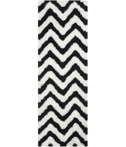Safavieh Barcelona Shag BSG320 Ivory / Black 2'-3" X 7' Runner Area Rug