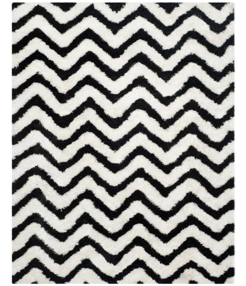 Safavieh Barcelona Shag BSG320 Ivory / Black 5' X 8' Rectangle Area Rug