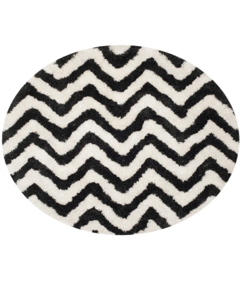Safavieh Barcelona Shag BSG320 Ivory / Black 5' X 5' Round Area Rug