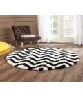 Safavieh Barcelona Shag BSG320 Ivory / Black 5' X 5' Round Area Rug