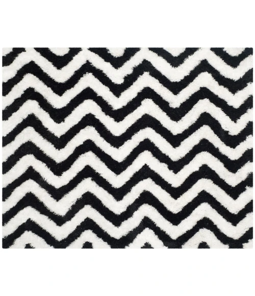 Safavieh Barcelona Shag BSG320 Ivory / Black 5' X 5' Square Area Rug