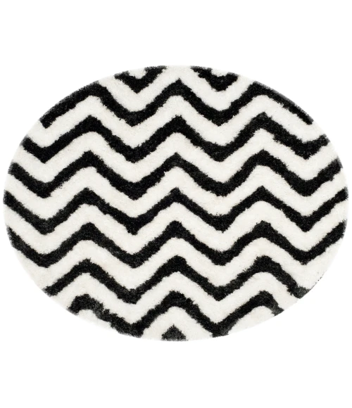 Safavieh Barcelona Shag BSG320 Graphite / Ivory 5' X 5' Round Area Rug