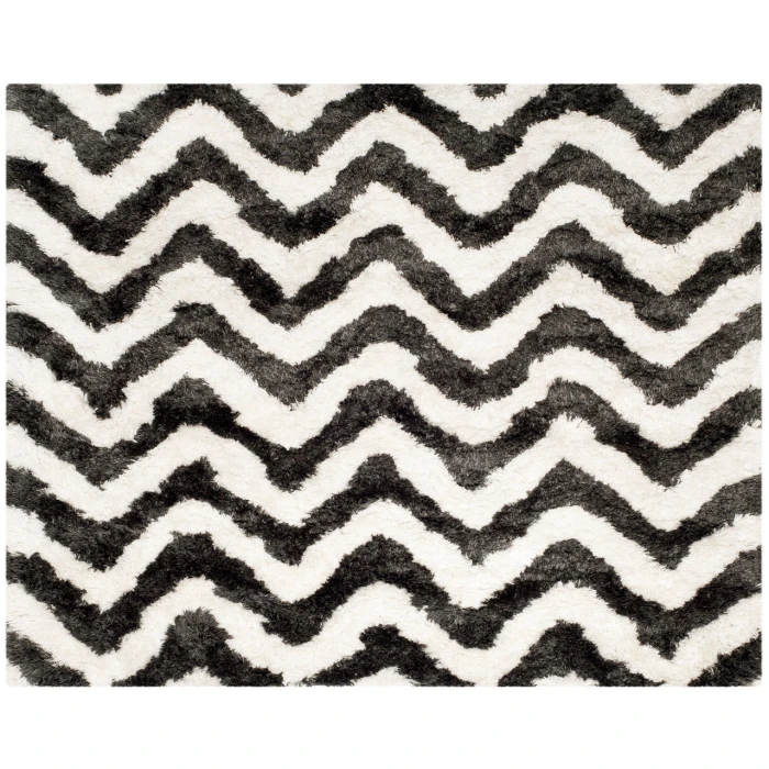 Safavieh Barcelona Shag BSG320 Graphite / Ivory 5' X 5' Square Area Rug