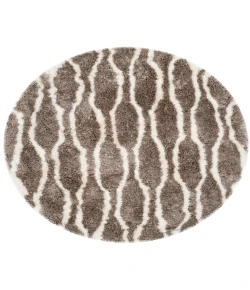 Safavieh Barcelona Shag BSG322 Silver / Ivory 5' X 5' Round Area Rug