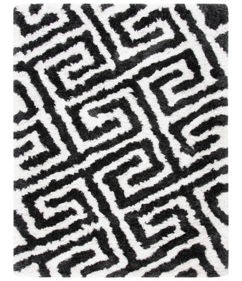 Safavieh Barcelona Shag BSG323 Graphite / Ivory 4' X 6' Rectangle Area Rug