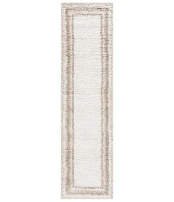 Safavieh Border & Stripe Shag BSP251 Ivory / Beige 2'-2" X 8' Runner Area Rug