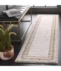 Safavieh Border & Stripe Shag BSP251 Ivory / Beige 2'-2" X 8' Runner Area Rug