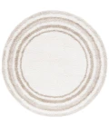 Safavieh Border & Stripe Shag BSP251 Ivory / Beige 6'-7" X 6'-7" Round Area Rug