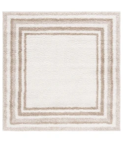 Safavieh Border & Stripe Shag BSP251 Ivory / Beige 6'-7" X 6'-7" Square Area Rug