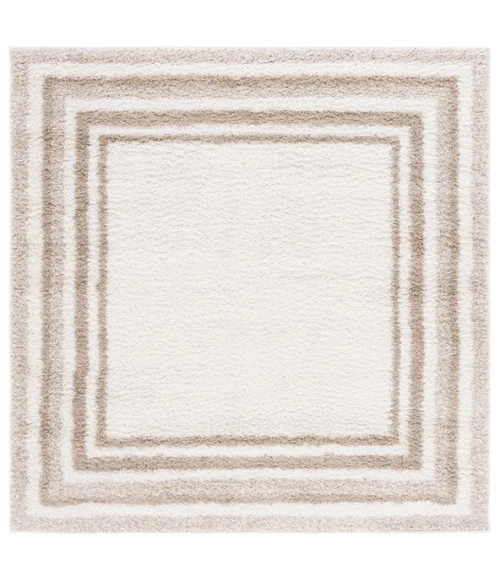 Safavieh Border & Stripe Shag BSP251 Ivory / Beige 6'-7" X 6'-7" Square Area Rug