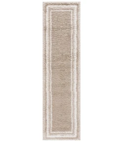 Safavieh Border & Stripe Shag BSP251 Beige / Ivory 2'-2" X 8' Runner Area Rug
