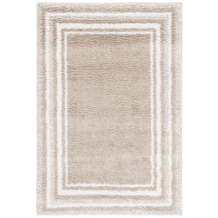 Safavieh Border & Stripe Shag BSP251 Beige / Ivory 5'-3" X 7'-6" Rectangle Area Rug