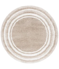 Safavieh Border & Stripe Shag BSP251 Beige / Ivory 6'-7" X 6'-7" Round Area Rug