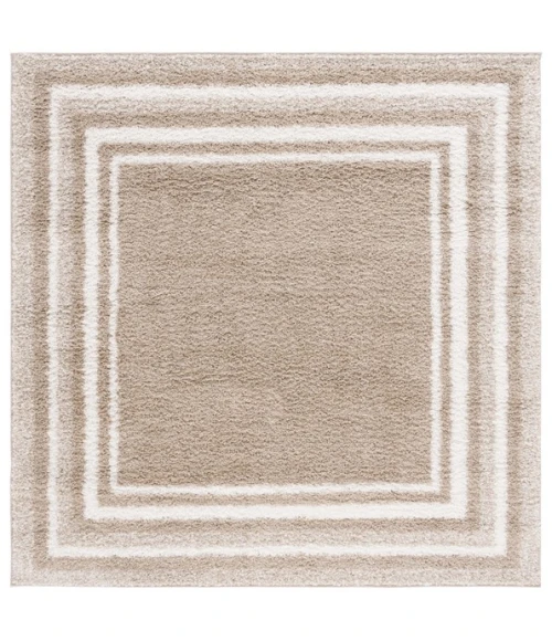Safavieh Border & Stripe Shag BSP251 Beige / Ivory 6'-7" X 6'-7" Square Area Rug