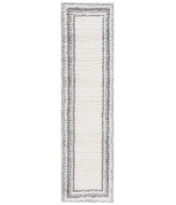 Safavieh Border & Stripe Shag BSP251 Ivory / Grey 2'-2" X 8' Runner Area Rug