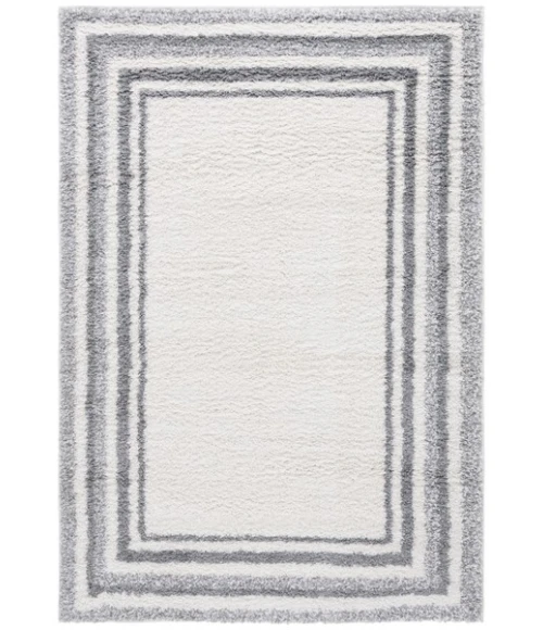 Safavieh Border & Stripe Shag BSP251 Ivory / Grey 4'-5" x 6'-5" Rectangle Area Rug