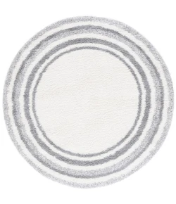Safavieh Border & Stripe Shag BSP251 Ivory / Grey 6'-7" X 6'-7" Round Area Rug