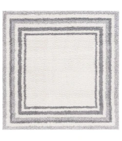 Safavieh Border & Stripe Shag BSP251 Ivory / Grey 6'-7" X 6'-7" Square Area Rug