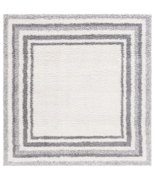 Safavieh Border & Stripe Shag BSP251 Ivory / Grey 6'-7" X 6'-7" Square Area Rug