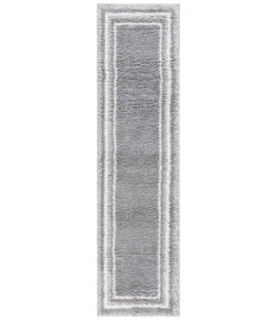 Safavieh Border & Stripe Shag BSP251 Grey / Ivory 2'-2" X 8' Runner Area Rug