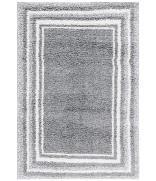 Safavieh Border & Stripe Shag BSP251 Grey / Ivory 4'-5" x 6'-5" Rectangle Area Rug