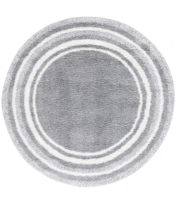Safavieh Border & Stripe Shag BSP251 Grey / Ivory 6'-7" X 6'-7" Round Area Rug