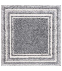 Safavieh Border & Stripe Shag BSP251 Grey / Ivory 6'-7" X 6'-7" Square Area Rug