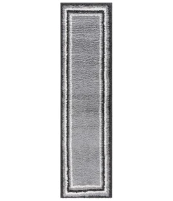 Safavieh Border & Stripe Shag BSP251 Grey / Black 2'-2" X 8' Runner Area Rug