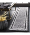 Safavieh Border & Stripe Shag BSP251 Grey / Black 2'-2" X 8' Runner Area Rug